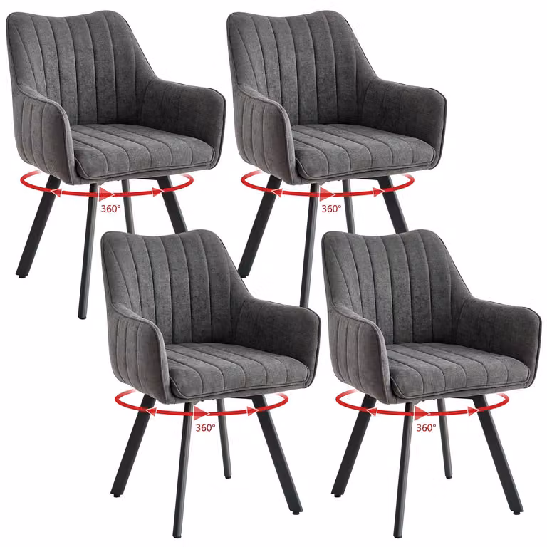 Sedie da pranzo - Set da 4 - Imbottite - Struttura in metallo - Stile moderno e minimalista - Adatte per cucina e sala da pranzo - Grigie