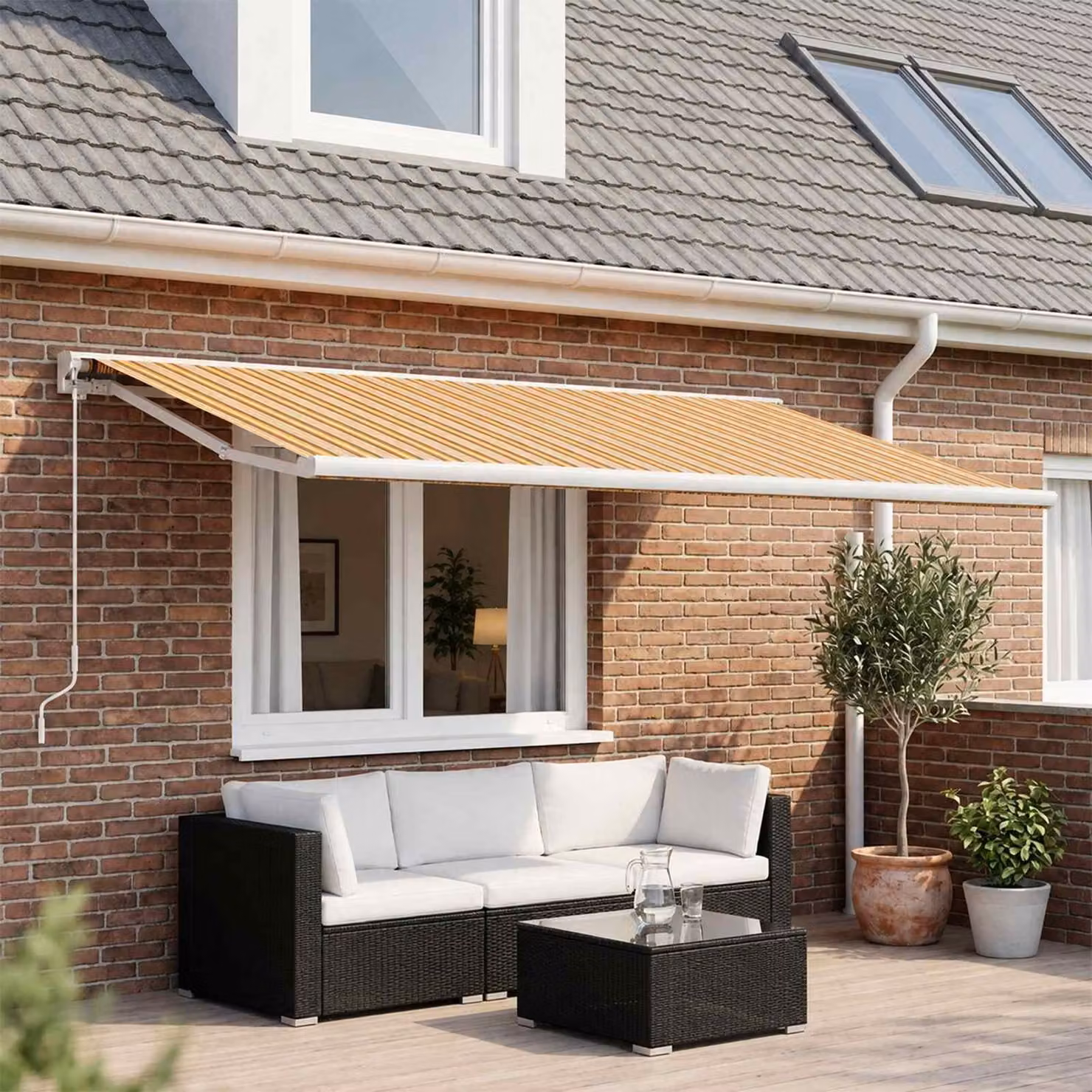 Maison Exclusive - Tessuto di ricambio per tende da sole, colore arancione e nero, 500 x 300 cm, in poliestere