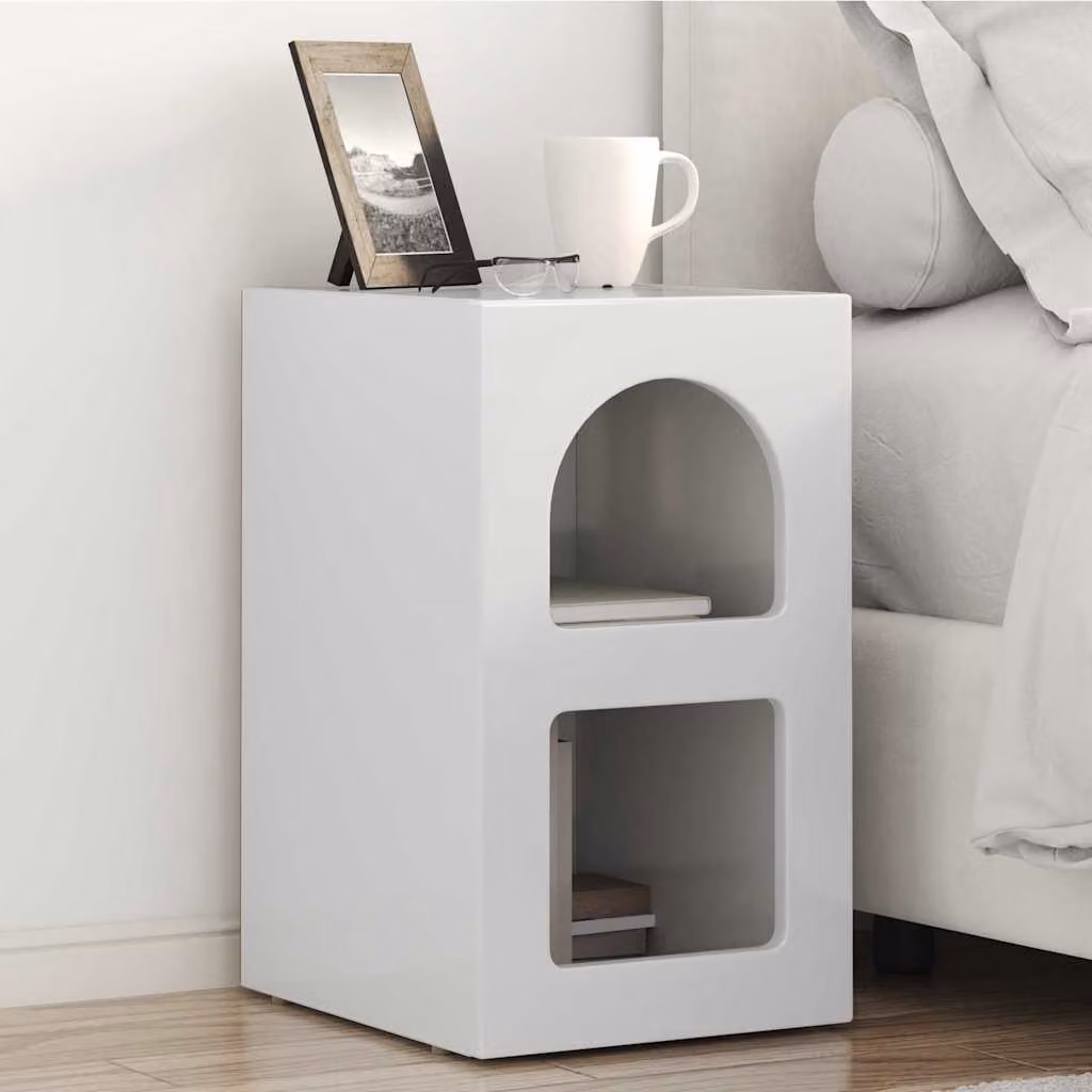 Set di 2 comodini vidaXL ELST in bianco lucido, L/P/H: 29,5 x 33,5 x 50 cm