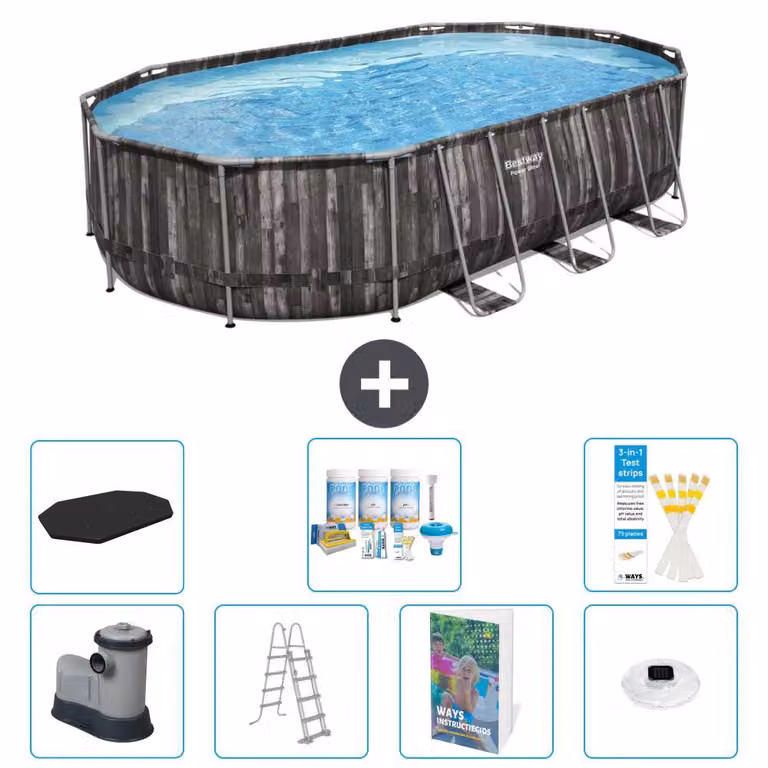 Bestway Power Steel, piscina ovale - 610x366x122 cm - composta da 6 parti, modello S576