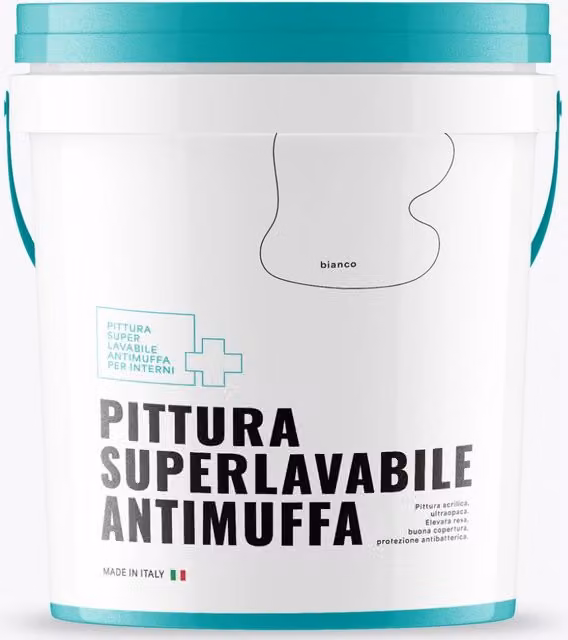 Fortunato Pittura Acrilica All'Acqua Ultra Opaca Bianca, Super Lavabile, Antimuffa e Antibatterica, 13 l