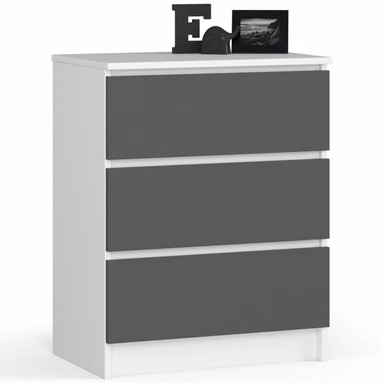 Comò K60 3 cassetti Bianco Grigio Grafite