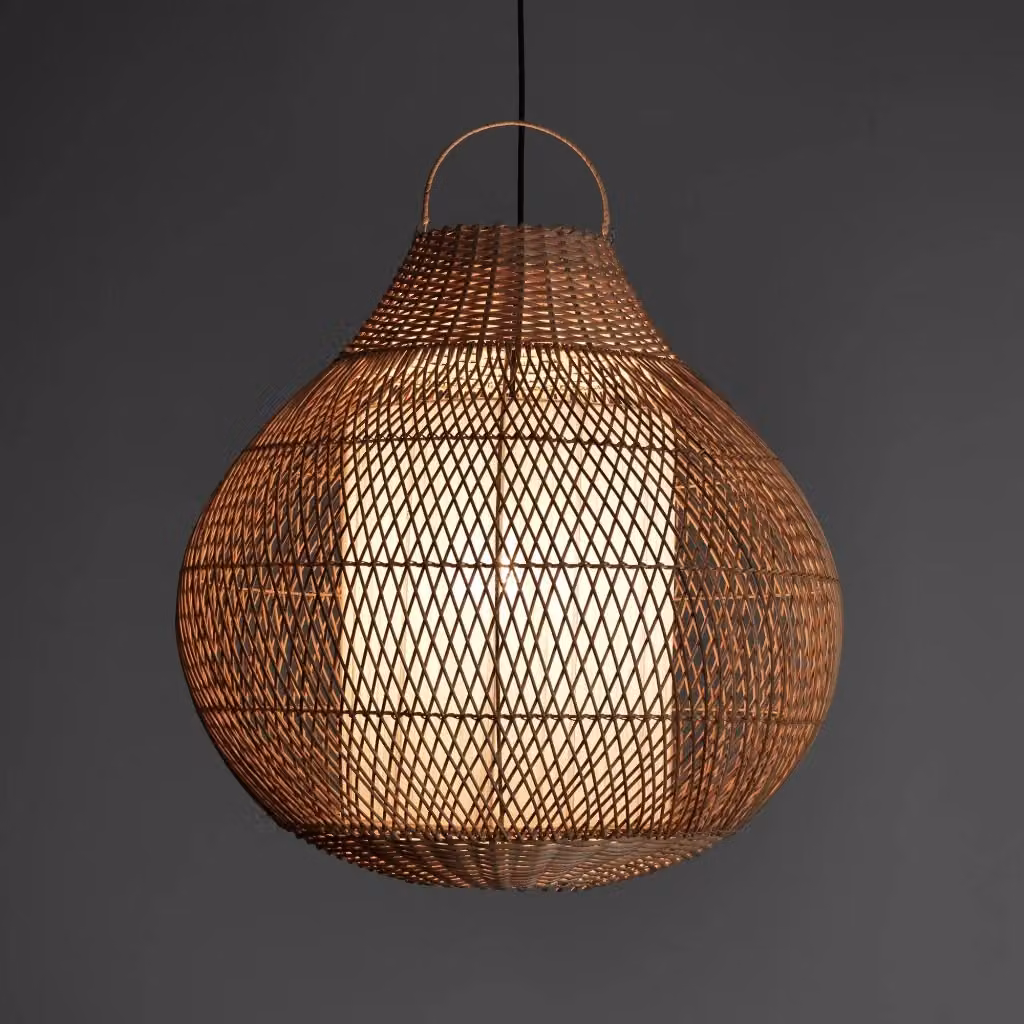 Lampadario sospeso Oresteluchetta in rattan beige per esterno e giardino con altezza regolabile – 2