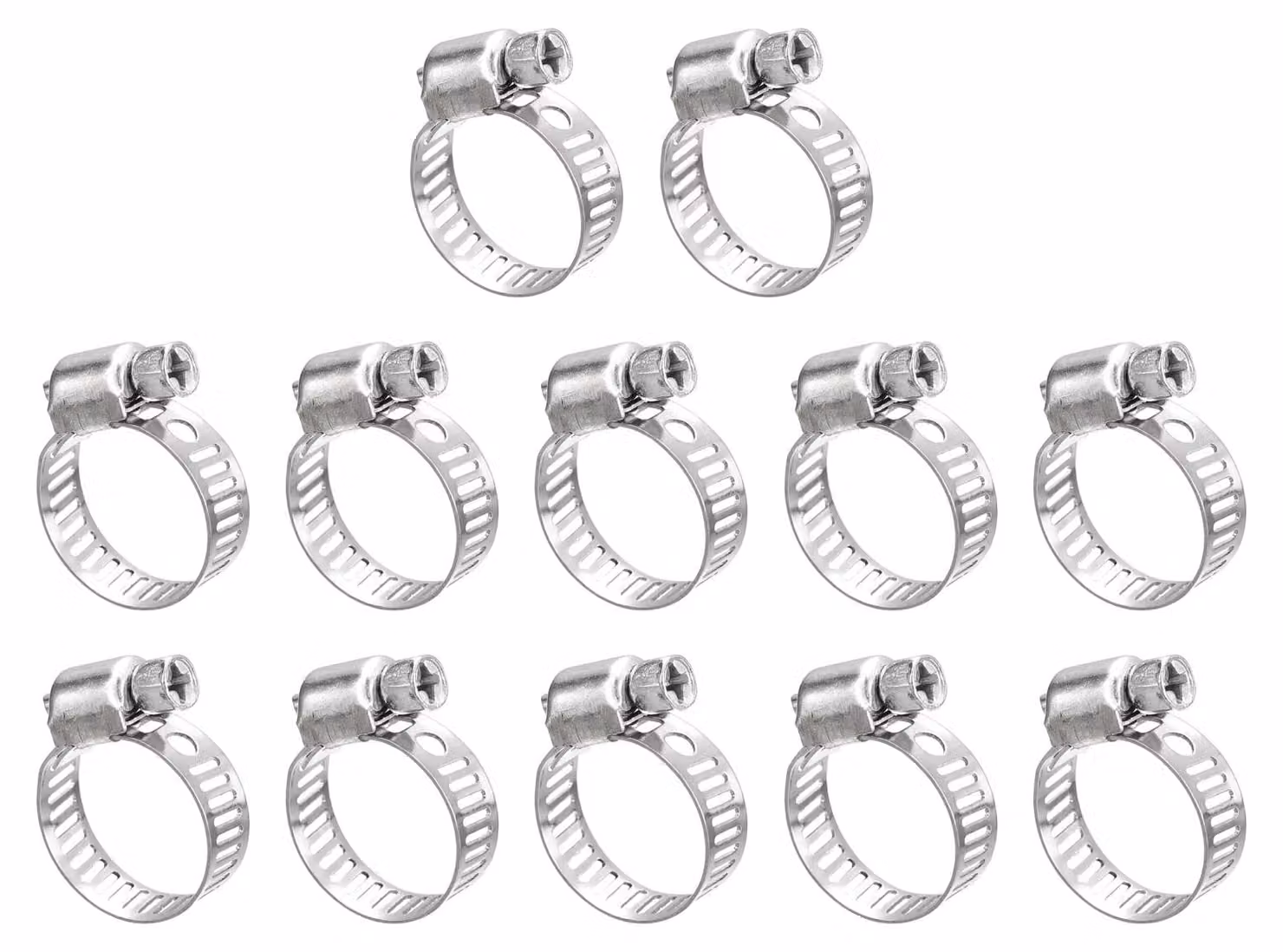 Set di 12 fascette stringitubo, acciaio inossidabile, da 13 a 19 mm, regolabili