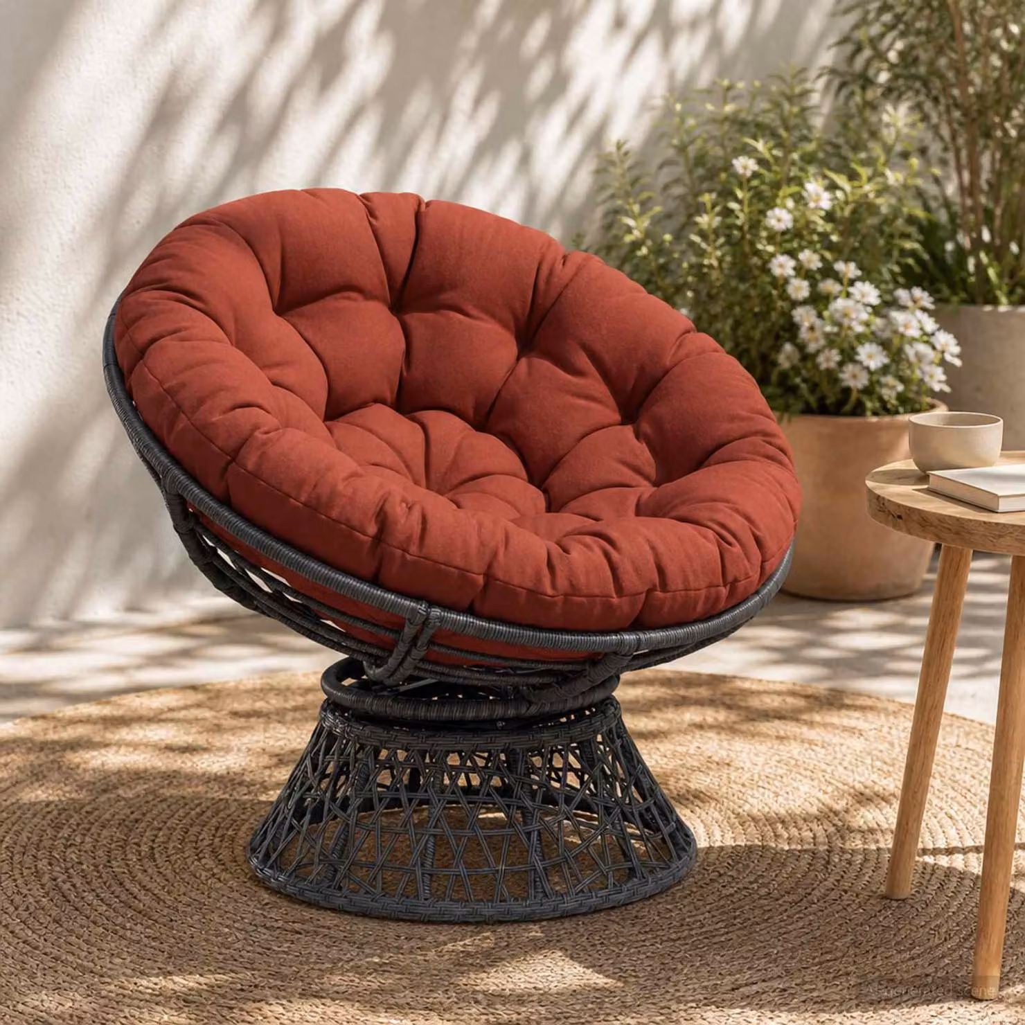 Cuscino per sedia Papasan vidaXL VIANEN rotondo in poliestere rosso