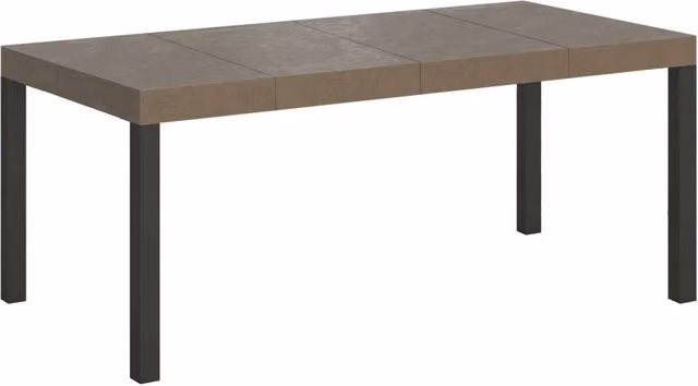 Tavolo allungabile moderno Itamoby con piano in MDF laminato beige e gambe in metallo antracite L/P: 90 x 90 cm, estensibile fino a 246 cm