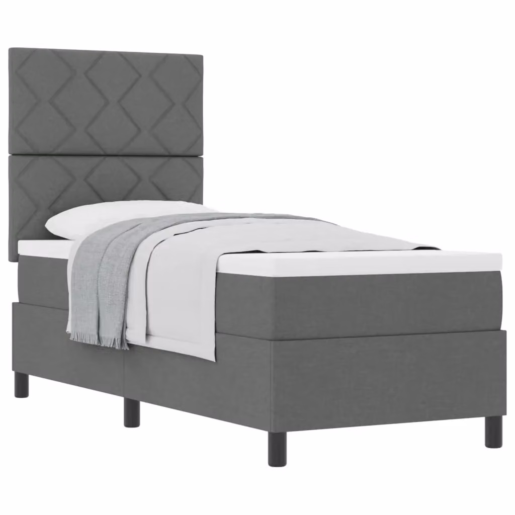 Letto a molle con testiera vidaXL in tessuto grigio con molle a tasche L: 80 cm, P: 200 cm – 2