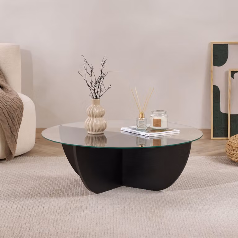 Skye Decor, Liya - Wood Black, tavolino, legno nero, 100% pannello melaminico, 90 x 90 x 30 cm