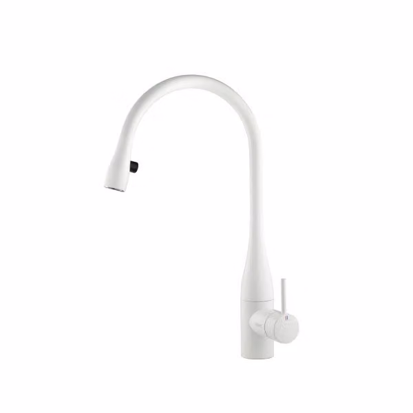 Miscelatore da cucina Naber KWC Eve 4 con tubo estraibile con spruzzo bianco opaco ad alta pressione