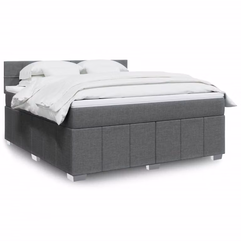 vidaXL Letto Ibrido con Materasso e Giroletto a Molle in Tessuto Grigio e Bianco L/P/H: 180 x 200 cm