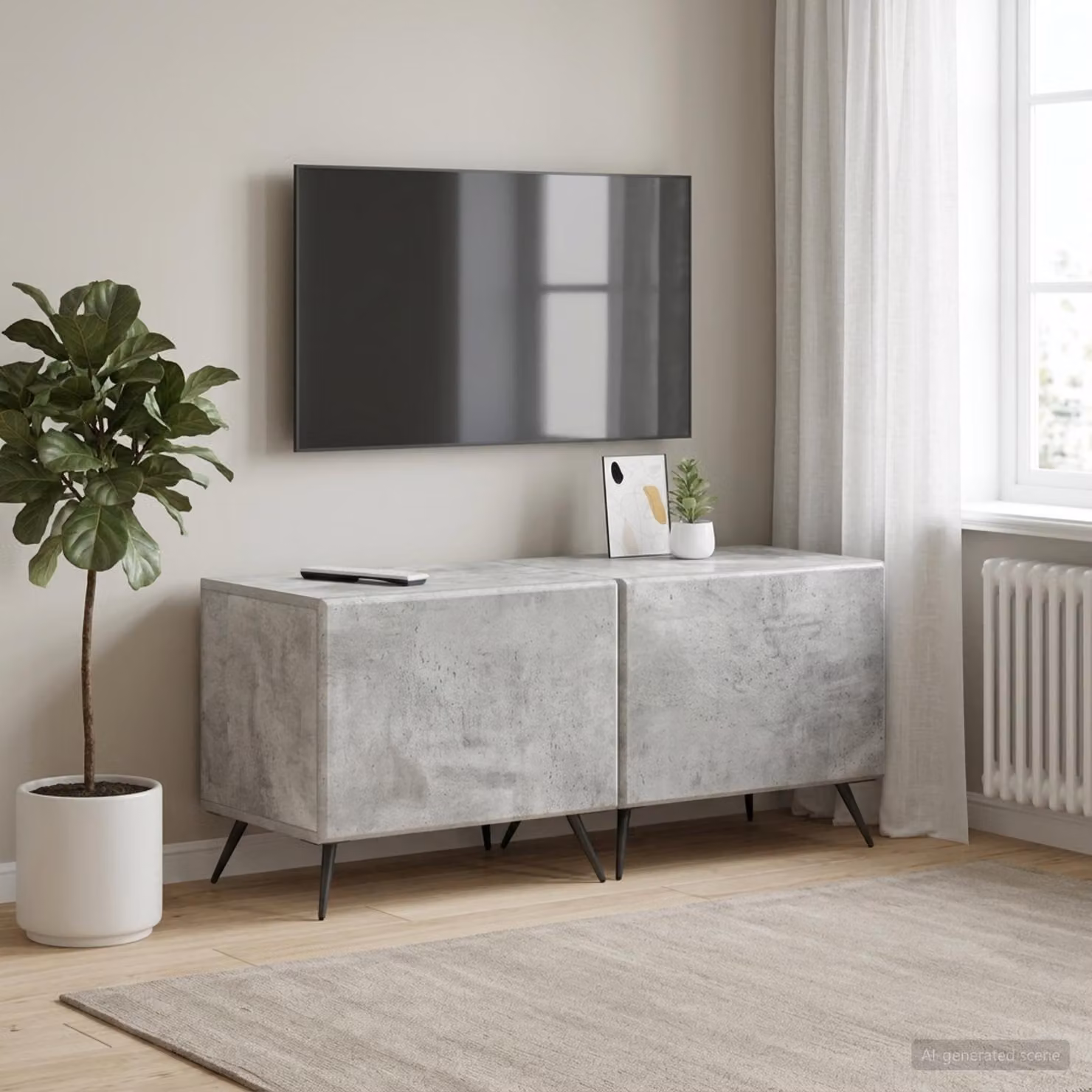 Mobile TV moderno vidaXL in grigio cemento e legno ingegnerizzato