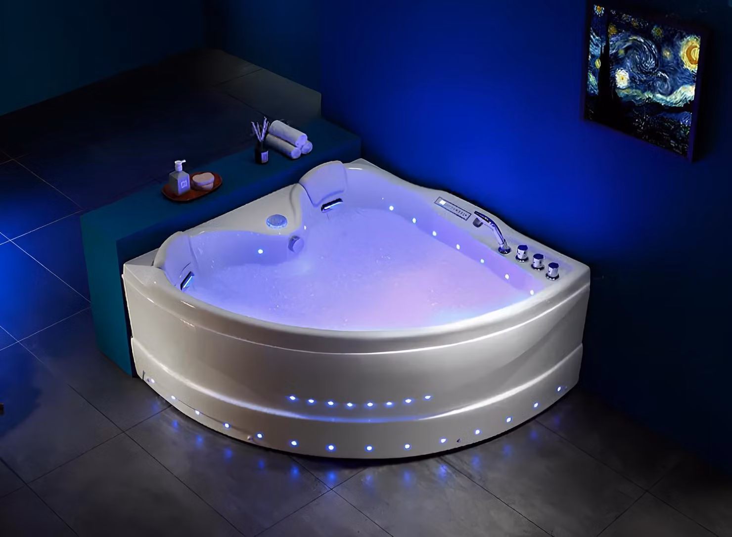 Spa-Bad Badewanne Whirlwanne Hydromassagewanne Whirlpool Blubberbad 150x150 cm