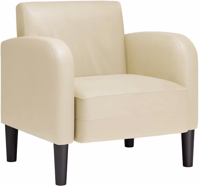 Poltrona Lounge Moderna in Similpelle Beige con Braccioli