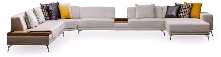 Modernes weißes Stoff-Ecksofa aus Holz für eleganten Wohnstil