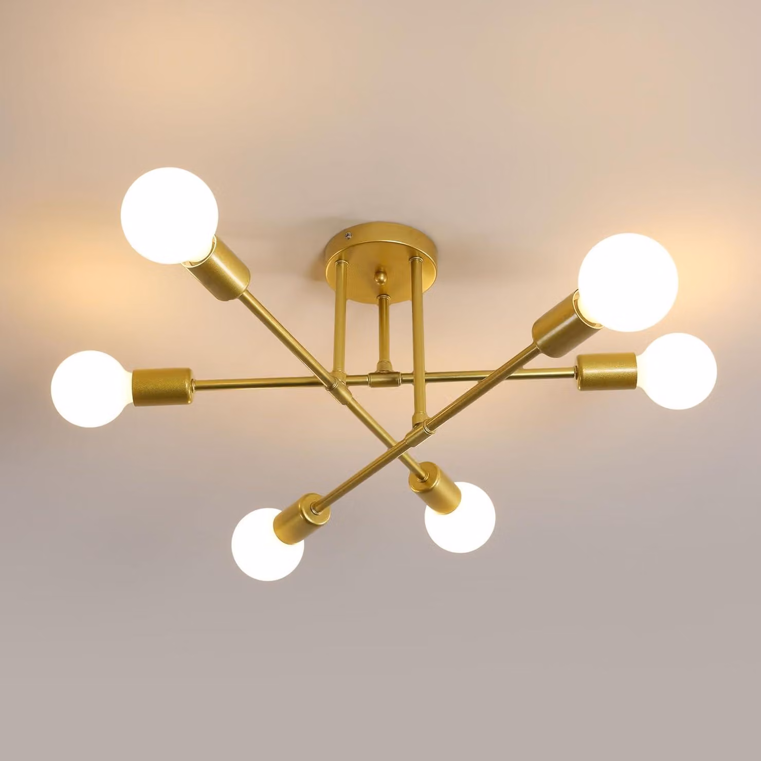 Lampadario vintage a sei luci, stile Sputnik, lampada a sospensione