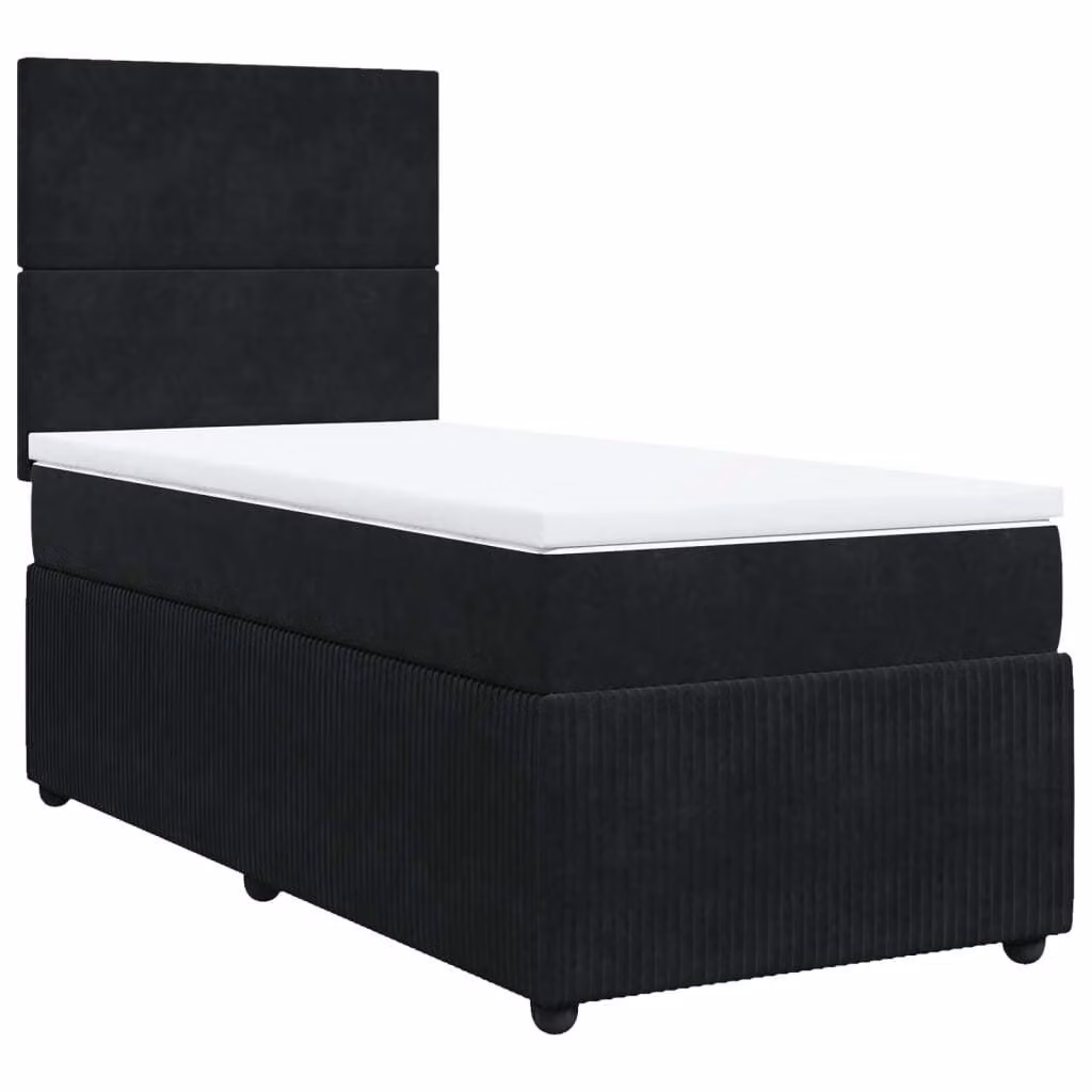 Giroletto a Molle con Materasso Nero 100x200 cm in Velluto