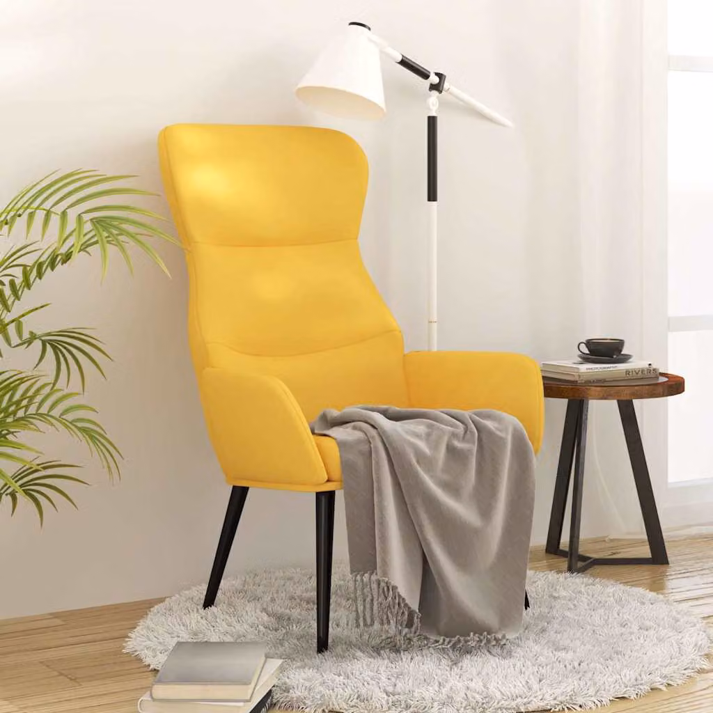 Sedia Relax vidaXL Giallo con Struttura in Metallo e Rivestimento in Tessuto