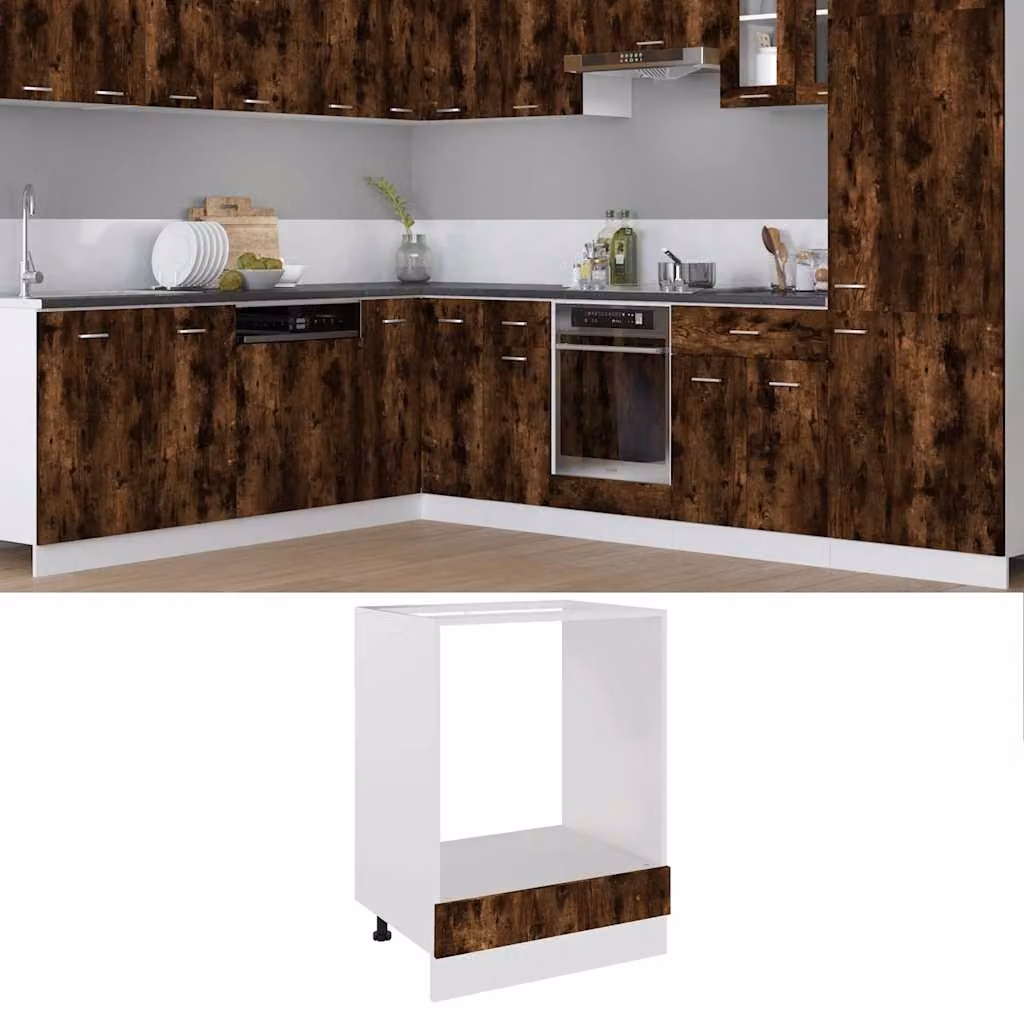 Mobile da forno vidaXL Riga in legno Rovere Fumo L: 60 cm, P: 46 cm, H: 81,5 cm