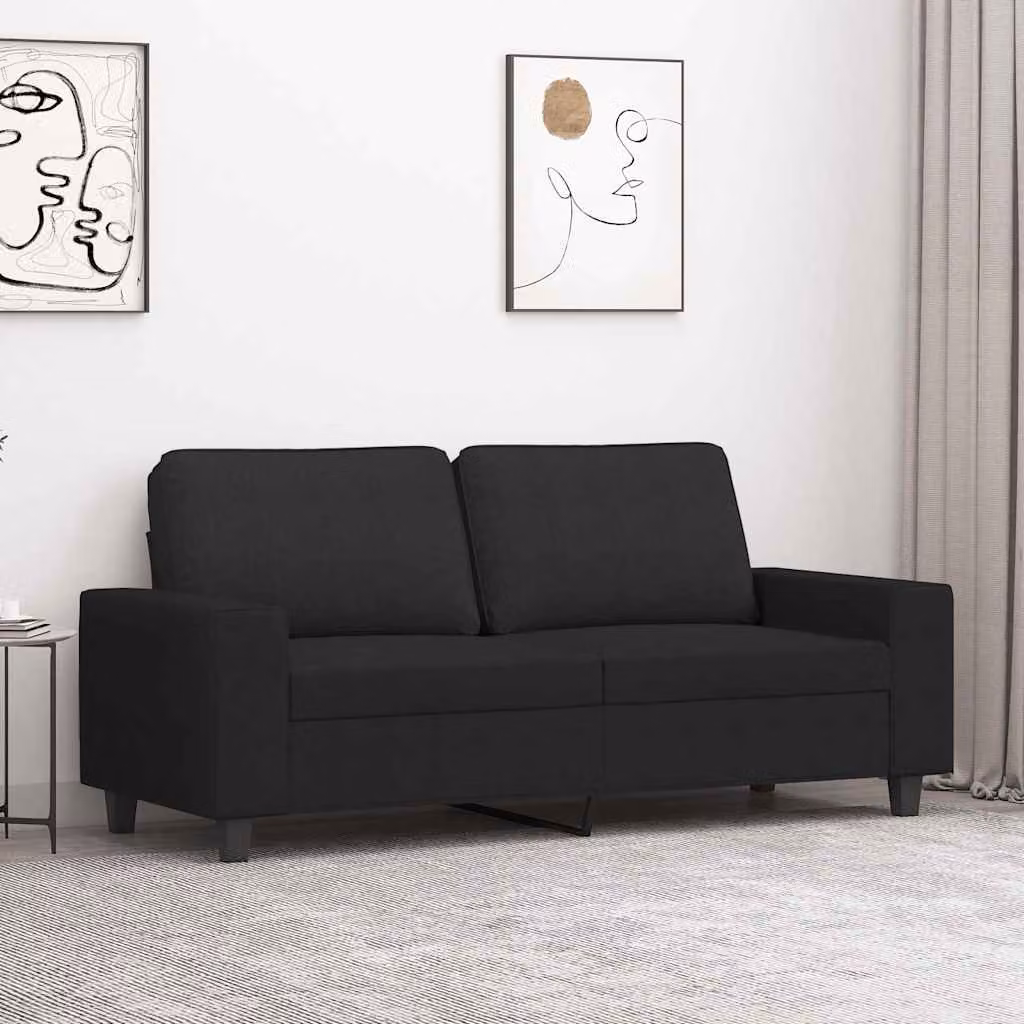 Divano a 2 posti vidaXL moderno in tessuto nero con struttura in metallo per il tuo soggiorno L: 174 cm, P: 80 cm, H: 77 cm