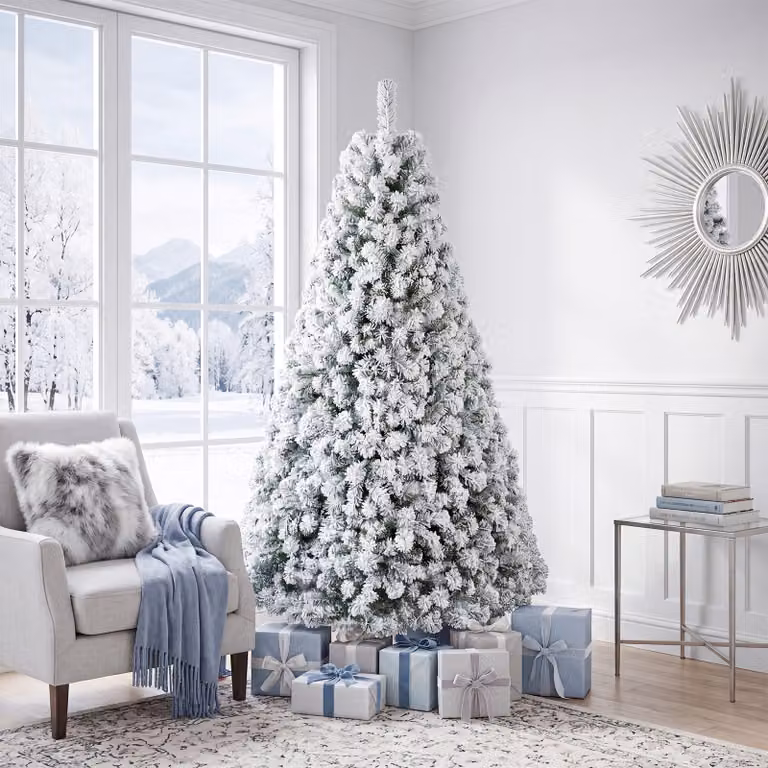 Costway Albero di natale artificiale 183 cm con 928 rami e 230 luci led, Albero di natale artificiale pre-illuminato con neve
