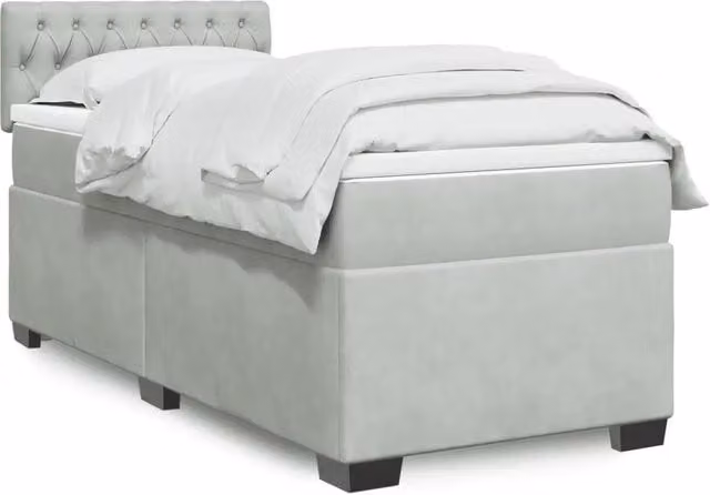 Letto Ibrido con Materasso a Molle vidaXL in Velluto Grigio e Bianco L/P: 100 x 200 cm