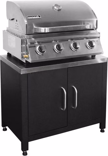 Barbecue a gas 4 bruciatori da appoggio + cucina esterna in acciaio,