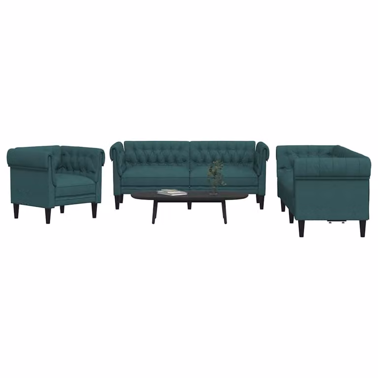 Set di divani 3 pezzi vidaXL in tessuto verde moderno con braccioli e cuscini inclusi