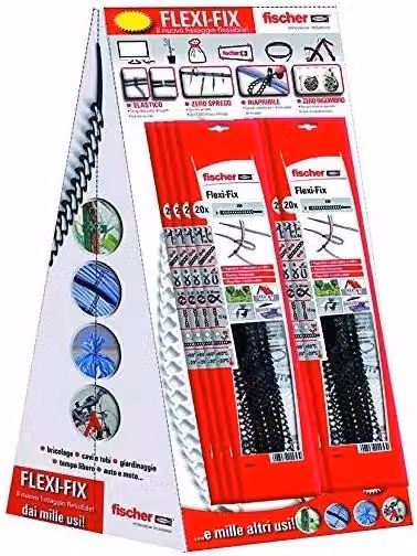 Fischer Flexi-Fix CF10+10 Fascette Multiuso Elastiche Riapribili in Plastica, Colore Nero e Neutro, 320 x 6 mm, 20 pz