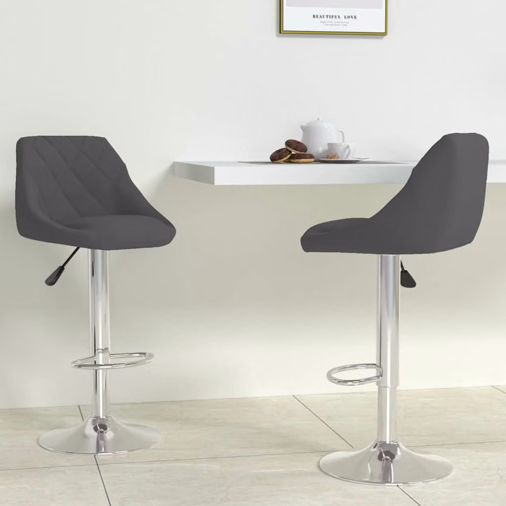 Set di 2 sgabelli da bar vidaXL in velluto grigio scuro con base girevole a 360 gradi