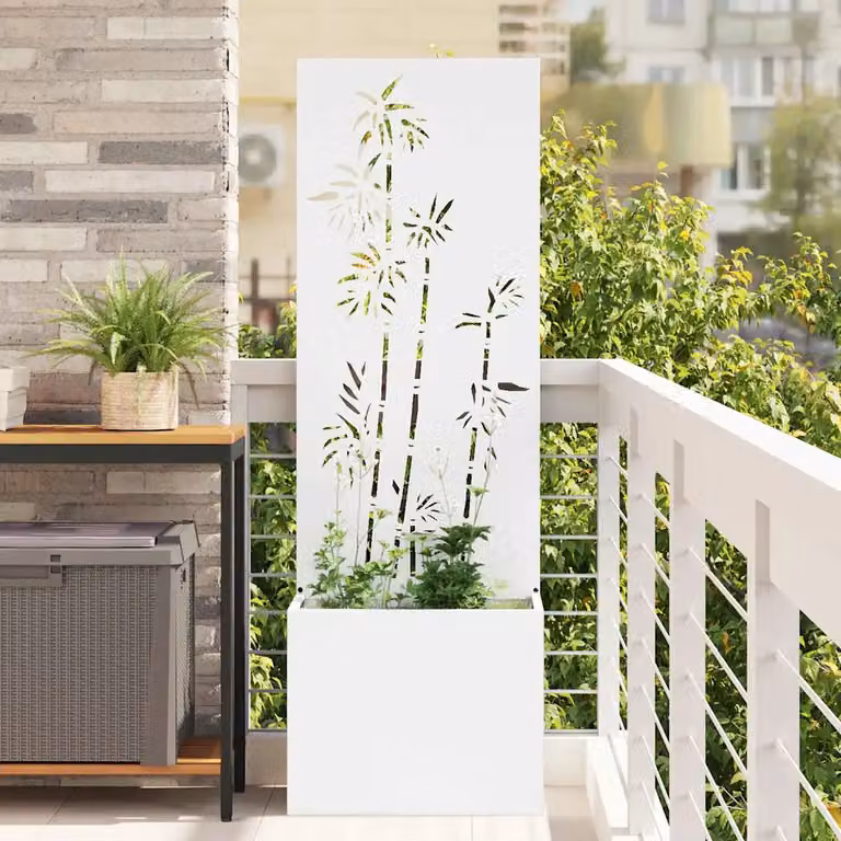 vidaXL Paravent per privacy in giardino Bianco, Acciaio, L: 50 cm, P: 32 cm, H: 150 cm