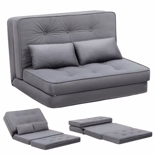 COMHOMA Canape Convertible 2 posti letto piccolo divano regolabile a 6 livelli, adatto per soggiorno, camera da letto e campeggio, grigio