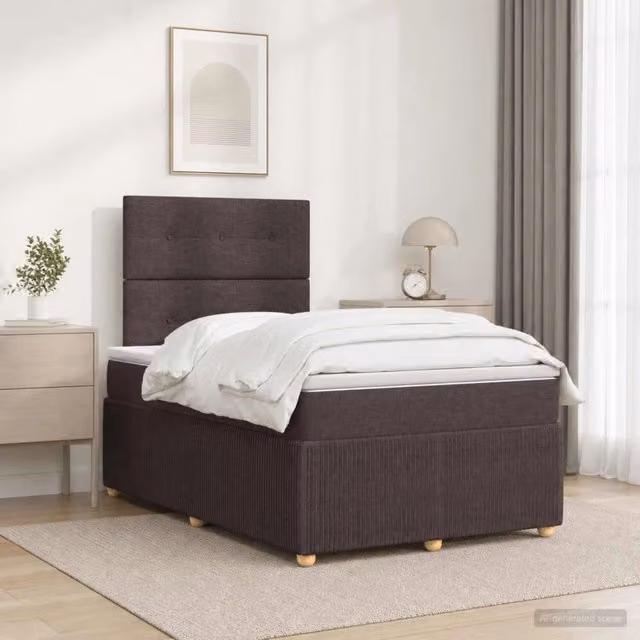 Letto box spring con materasso vidaXL in tessuto marrone e bianco con base a sollevamento L/P: 120 x 200 cm – 1
