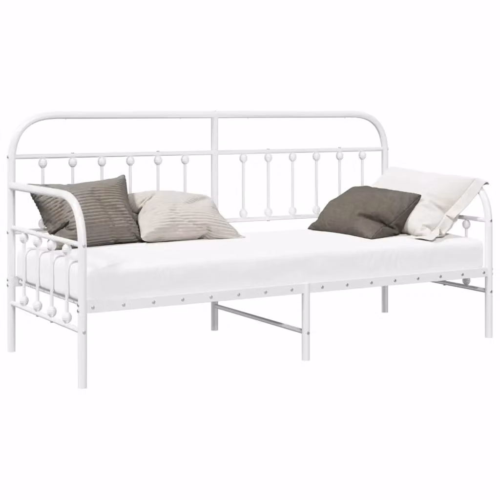 Struttura per letto di giorno moderna in metallo bianco vidaXL L: 196 cm, P: 79,5 cm, H: 110 cm – 2