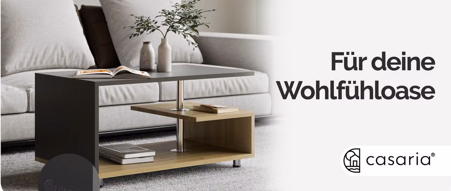 Tavolino da caffè, legno/grigio, 95x55x50cm, design moderno
