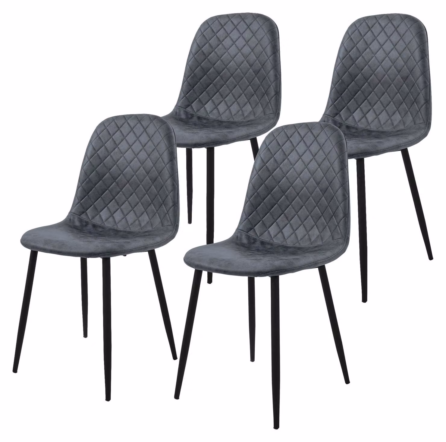 ML-Design set di 4 sedie per sala da pranzo, antracite, sedia da cucina in Pelle finta, sedia da soggiorno con schienale, sedia imbottita per tavolo da pranzo con gambe in metallo
