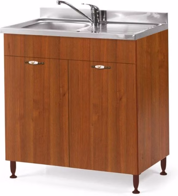 Mobile sottolavello per cucina IPERBRIKO in legno color noce con 2 ante, L: 80 cm, P: 50 cm, H: 85 cm