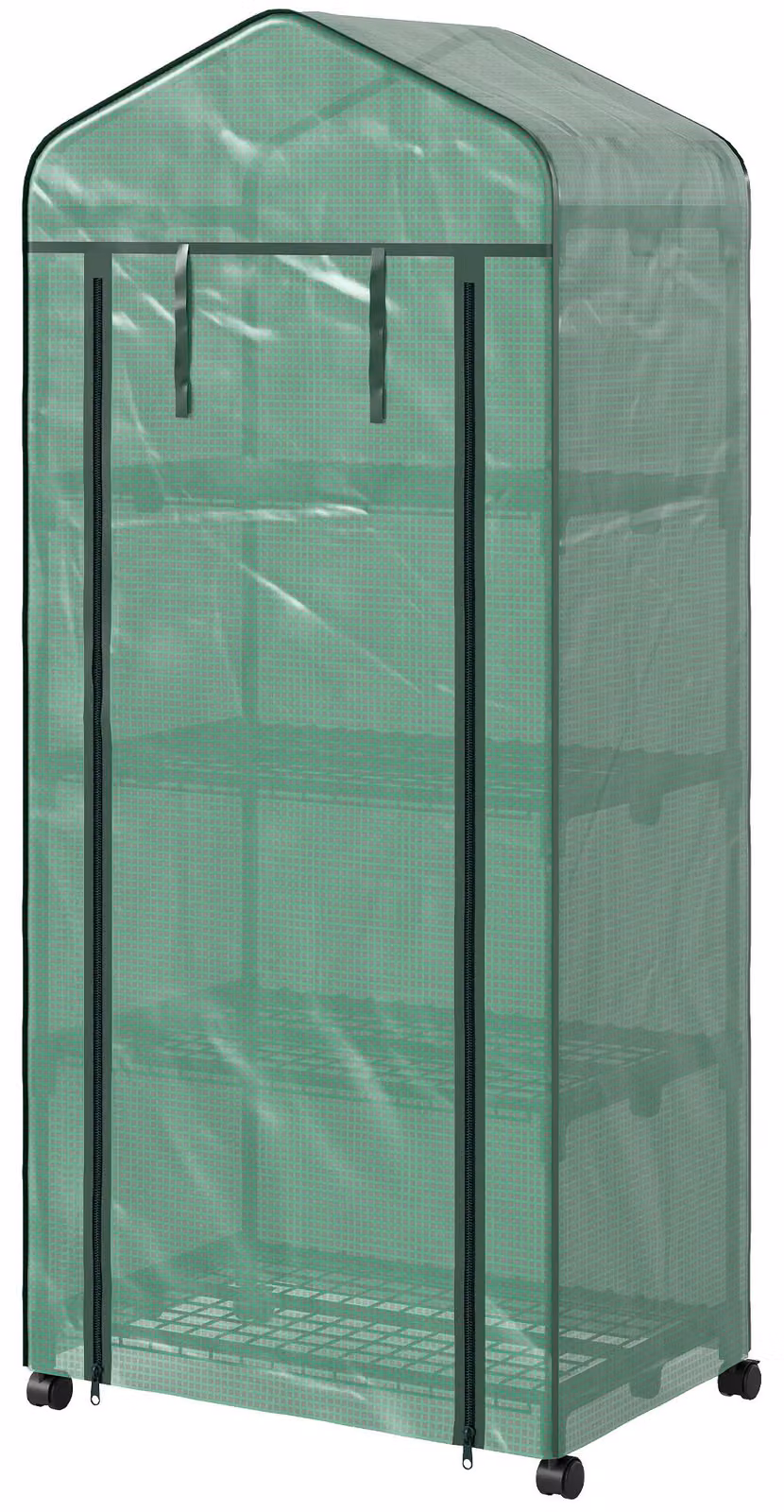 Serra in plastica Outsunny con avvolgitore, serra con scaffale, serra in plastica