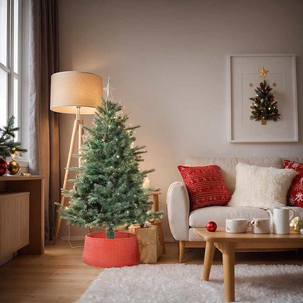 Maison Exclusive - Gonna a forma di albero di Natale, rossa, Ø 65 x 24 cm, plastica