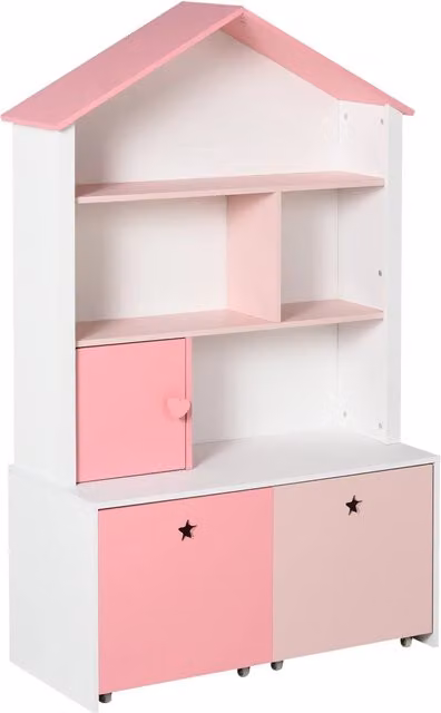 Libreria Scaffale Portagiochi Benzoni per Cameretta Rosa L: 80 cm, P: 34 cm, H: 130 cm – 1