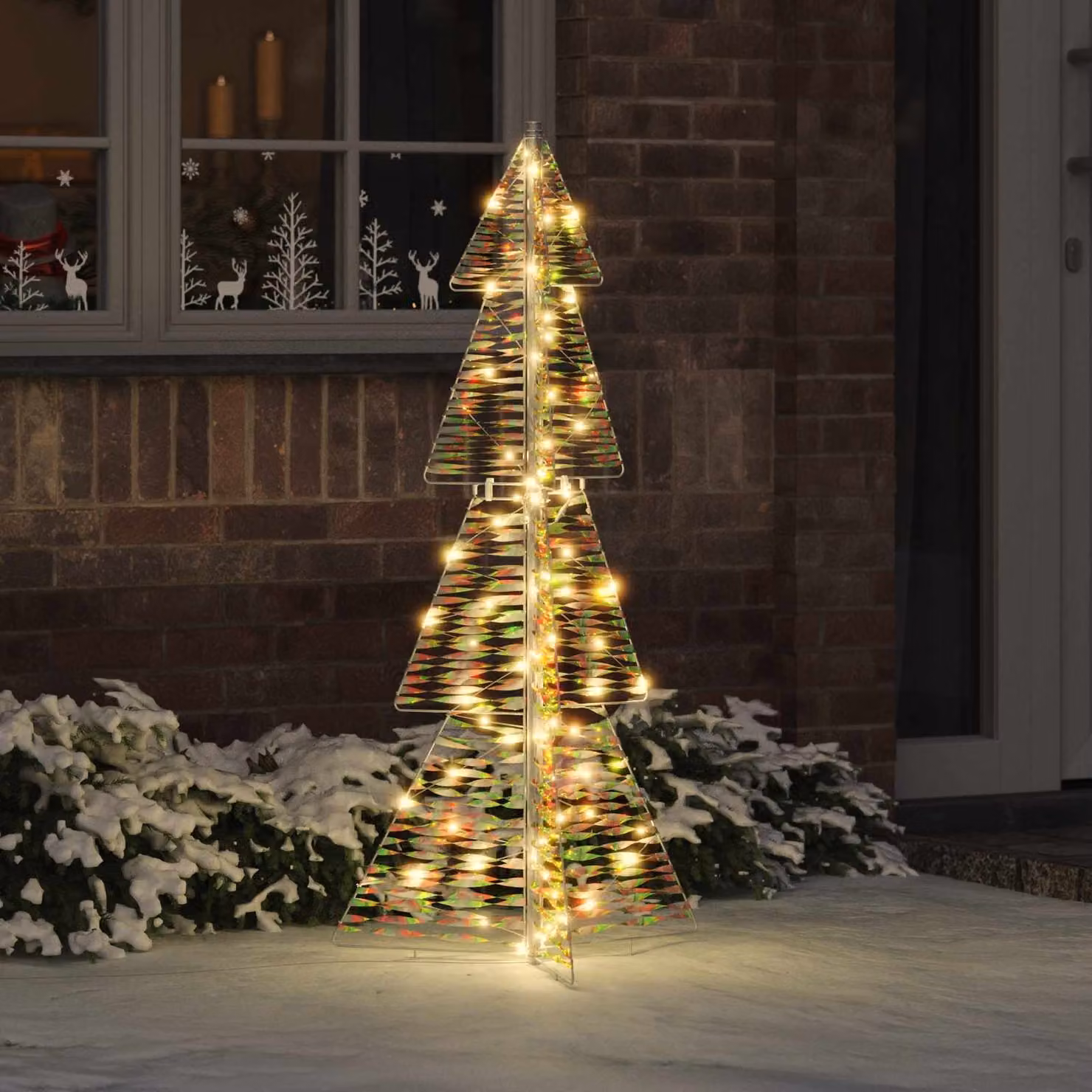 Albero di Natale moderno vidaXL con 100 LED bianco caldo, colore bianco e multicolore, Altezza: 120 cm