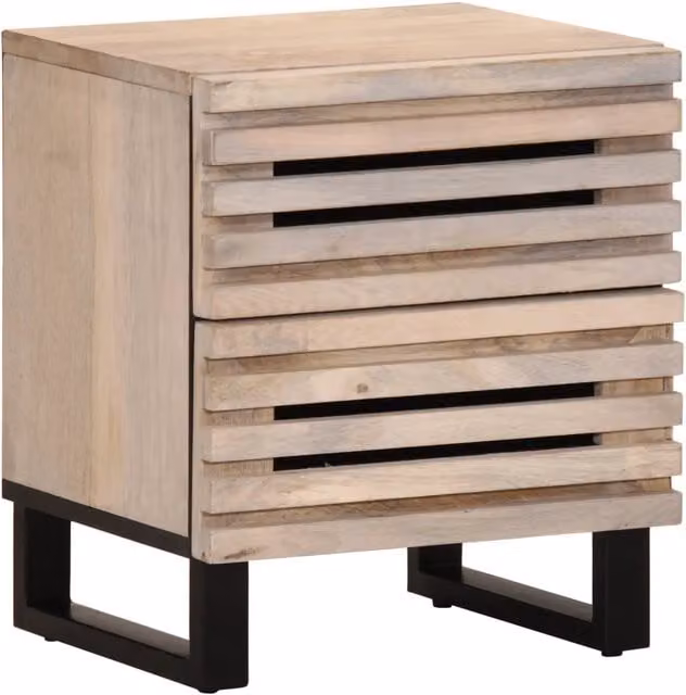 Set di 2 comodini Design Mania in legno di mango sbiancato e metallo stile industrial L/P/H: 40 x 34 x 46 cm