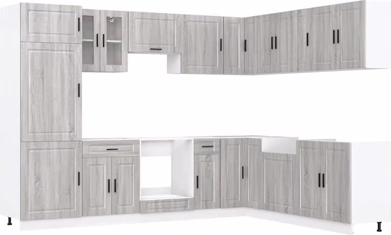 Set Mobili da Cucina 14 pz Porto Grigio Sonoma in Truciolato