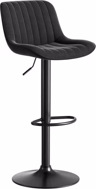 Set da 4 sgabelli da bar per sala da pranzo neri in velluto, regolabili in altezza con funzione girevole a 360°