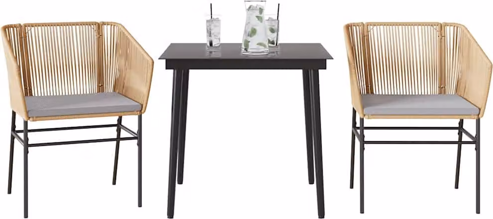 Maison Exclusive - Set da Pranzo da Giardino 3pz con Cuscini Polyrattan Vetro