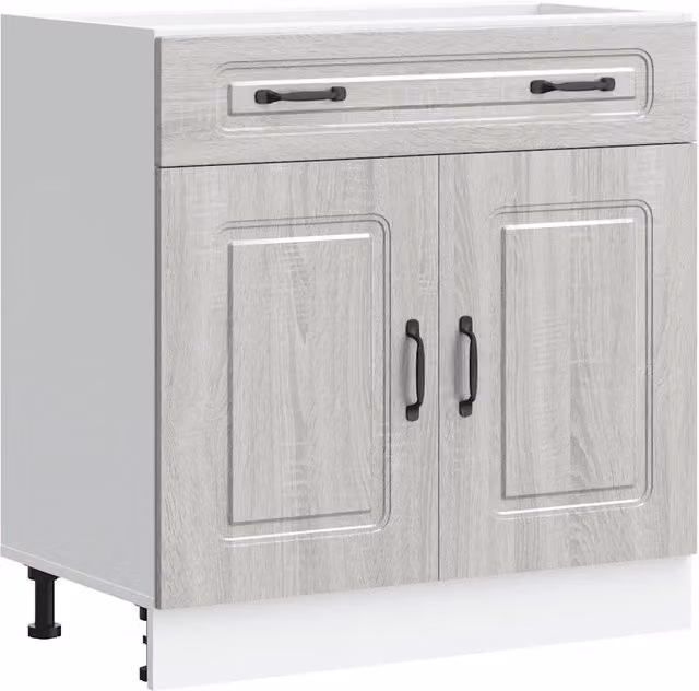 Base cucina moderna HELLOSHOP26 in legno composito grigio con ante a battente L/P/H: 80 x 46 x 81,5 cm