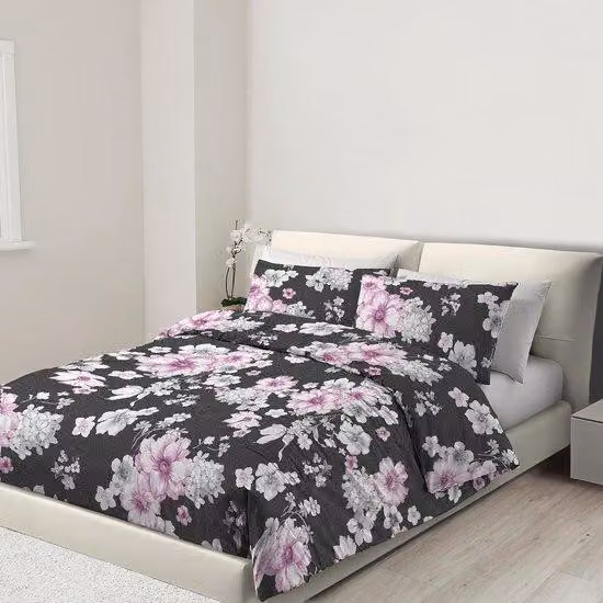 Set di lenzuola Ibbenzoa® 200x220 cm – 1 lenzuolo con copripiumino + 2 federe 80x80 cm, 100% microfibra, finitura effetto pesca, chiusura a zip invisibile, angoli con laccetti, facile da lavare (40°C)