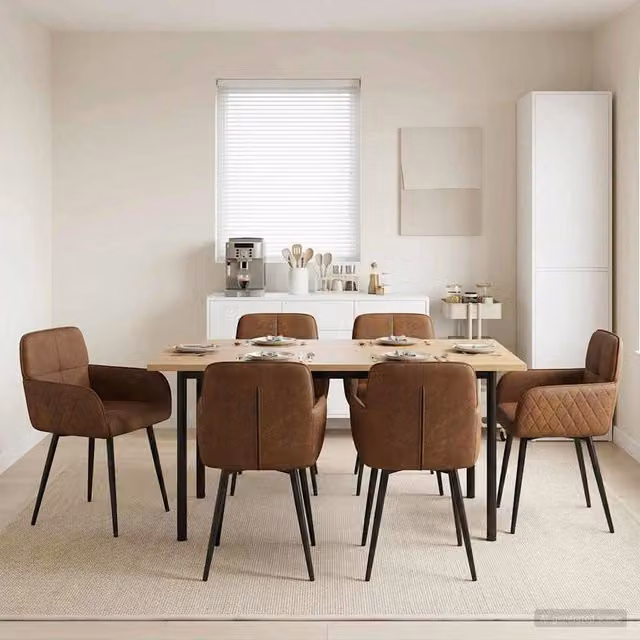 Sedie da pranzo 6 pz Pelle Scamosciata Sintetica Marrone 3428233