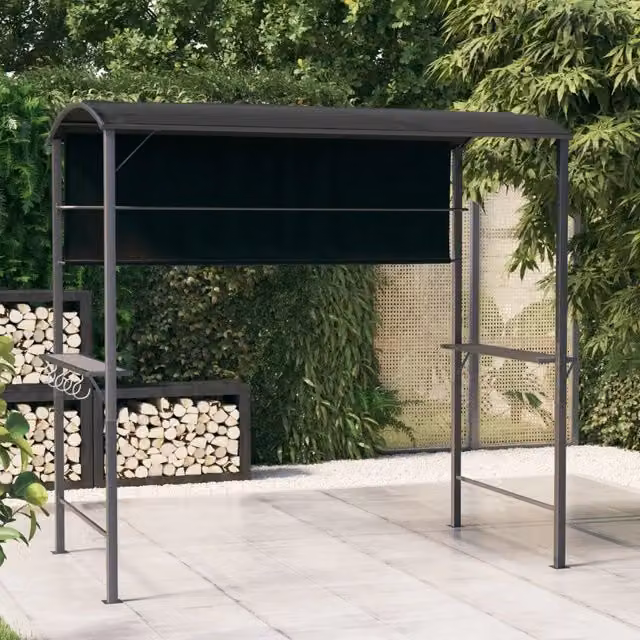 Gazebo con tetto moderno vidaXL in metallo e poliestere colore antracite L/P/H: 220 x 110 x 200 cm – 1