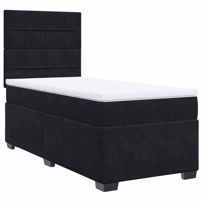 Giroletto a Molle con Materasso Nero 100x200 cm in Velluto