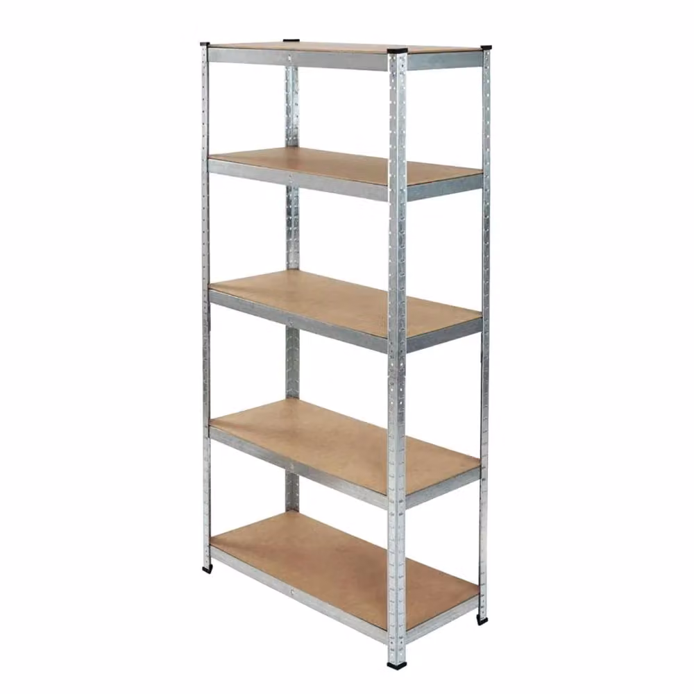 Scaffale Kombo con 5 ripiani in metallo zincato e MDF, colore argento, L: 90 cm, P: 40 cm, H: 180 cm – 2